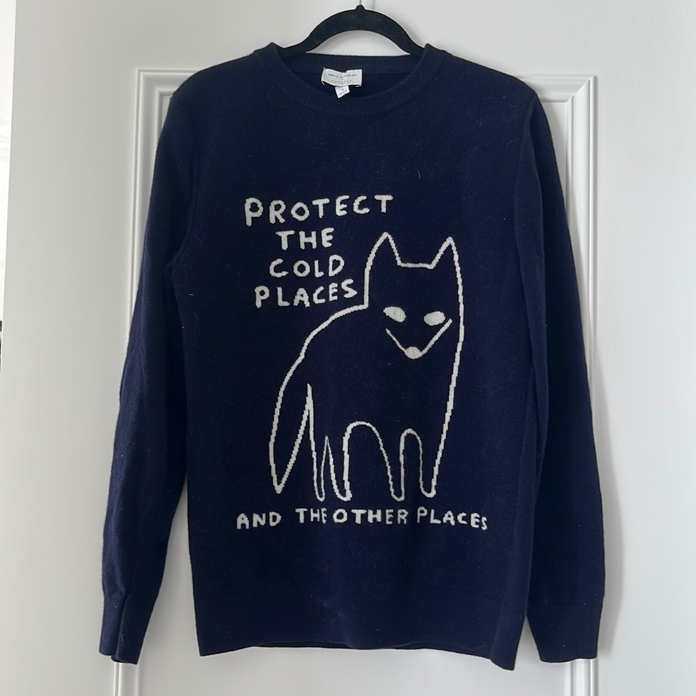 David Shrigley x Sunspel Protect the Cold Places Sweater Jumper Medium